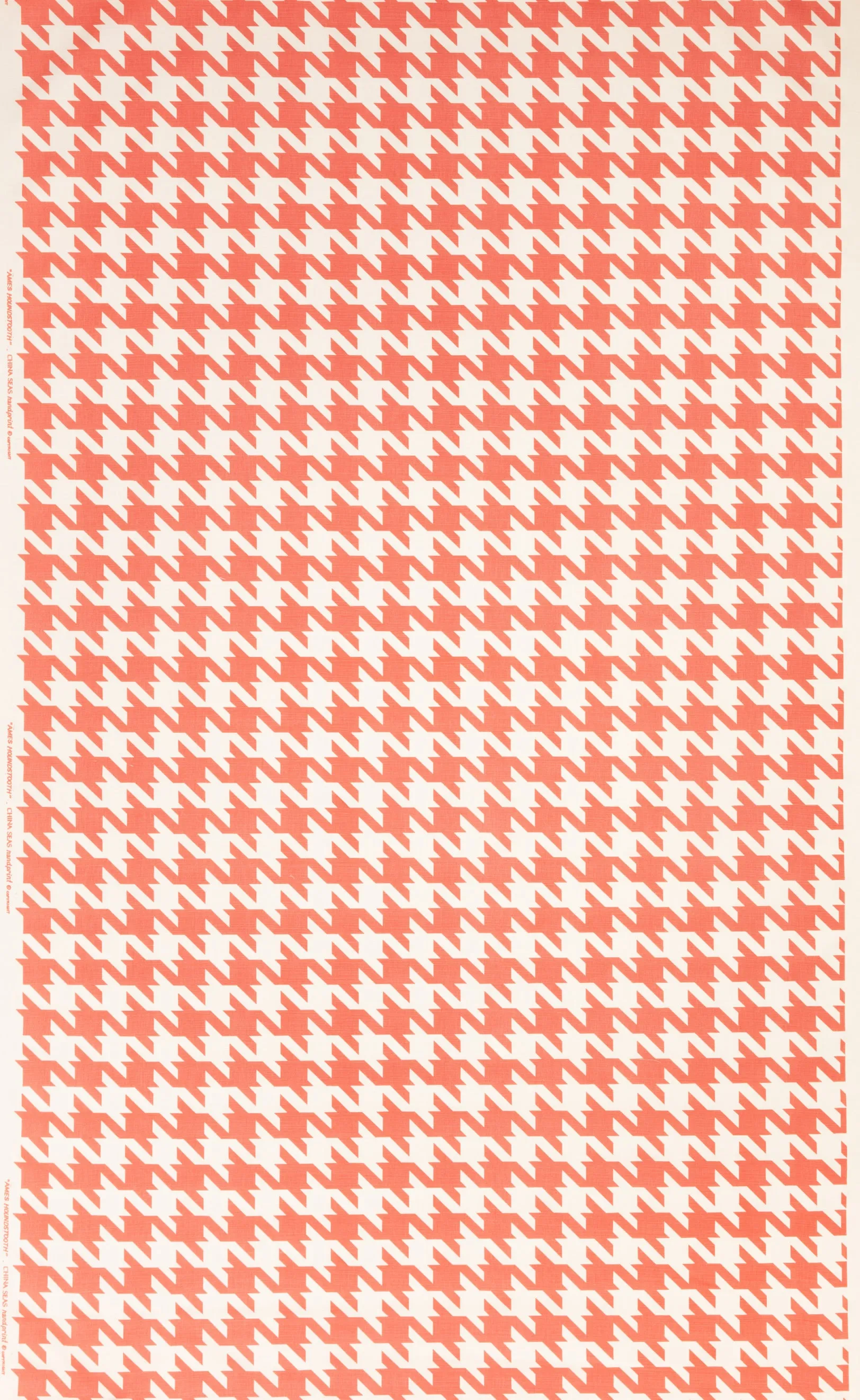 China Seas Fabric: Ames Houndstooth - Custom New Shrimp on Tinted Belgian Linen / Cotton