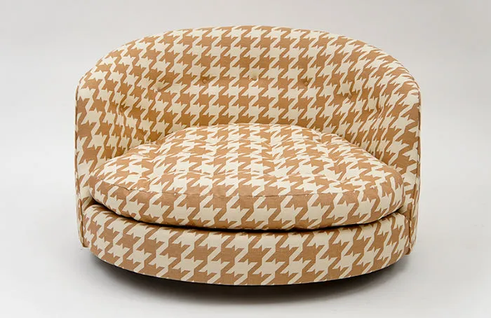 China Seas Fabric: Ames Houndstooth - Custom New Shrimp on Tinted Belgian Linen / Cotton