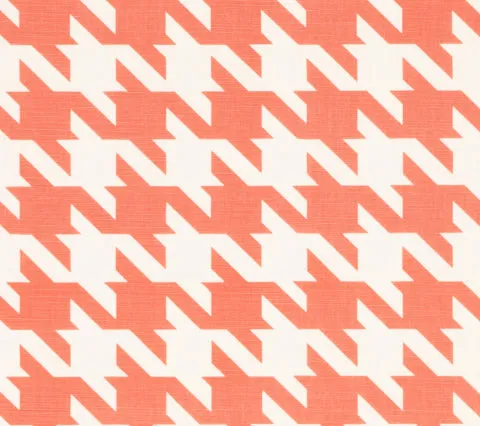 China Seas Fabric: Ames Houndstooth - Custom New Shrimp on Tinted Belgian Linen / Cotton