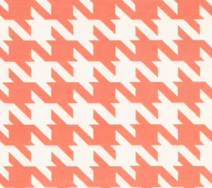 China Seas Fabric: Ames Houndstooth - Custom New Shrimp on Tinted Belgian Linen / Cotton