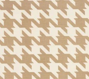 China Seas Fabric: Ames Houndstooth - Custom Taupe on Tinted Belgian Linen / Cotton