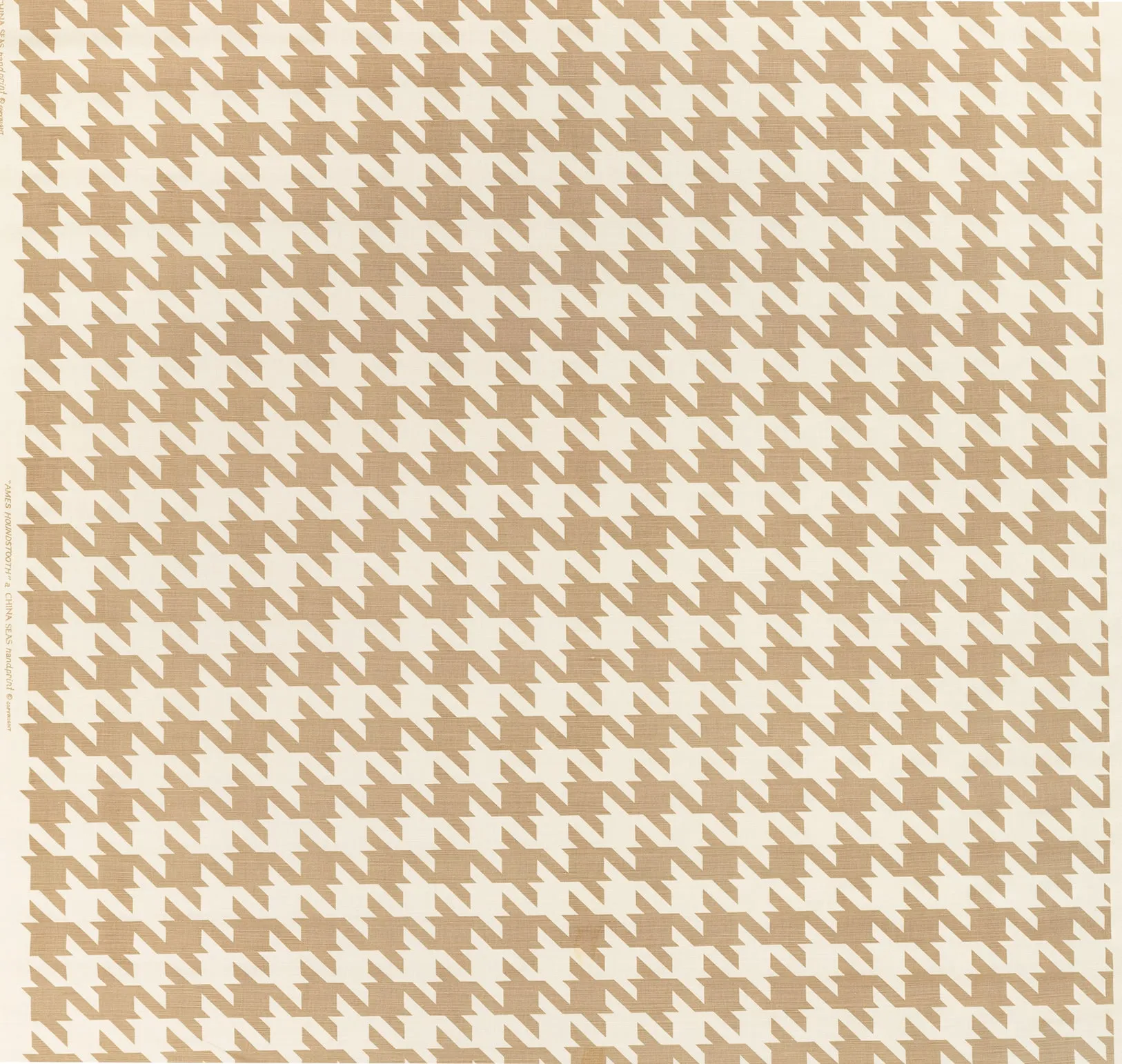 China Seas Fabric: Ames Houndstooth - Custom Taupe on Tinted Belgian Linen / Cotton