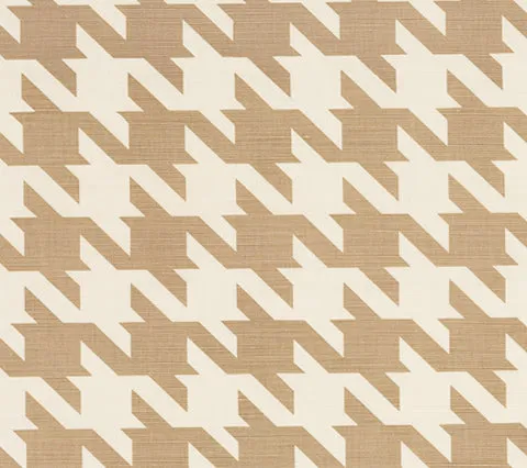 China Seas Fabric: Ames Houndstooth - Custom Taupe on Tinted Belgian Linen / Cotton