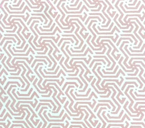 China Seas Fabric: Maze Reverse One Color - Custom Pink on White Belgian Linen / Cotton