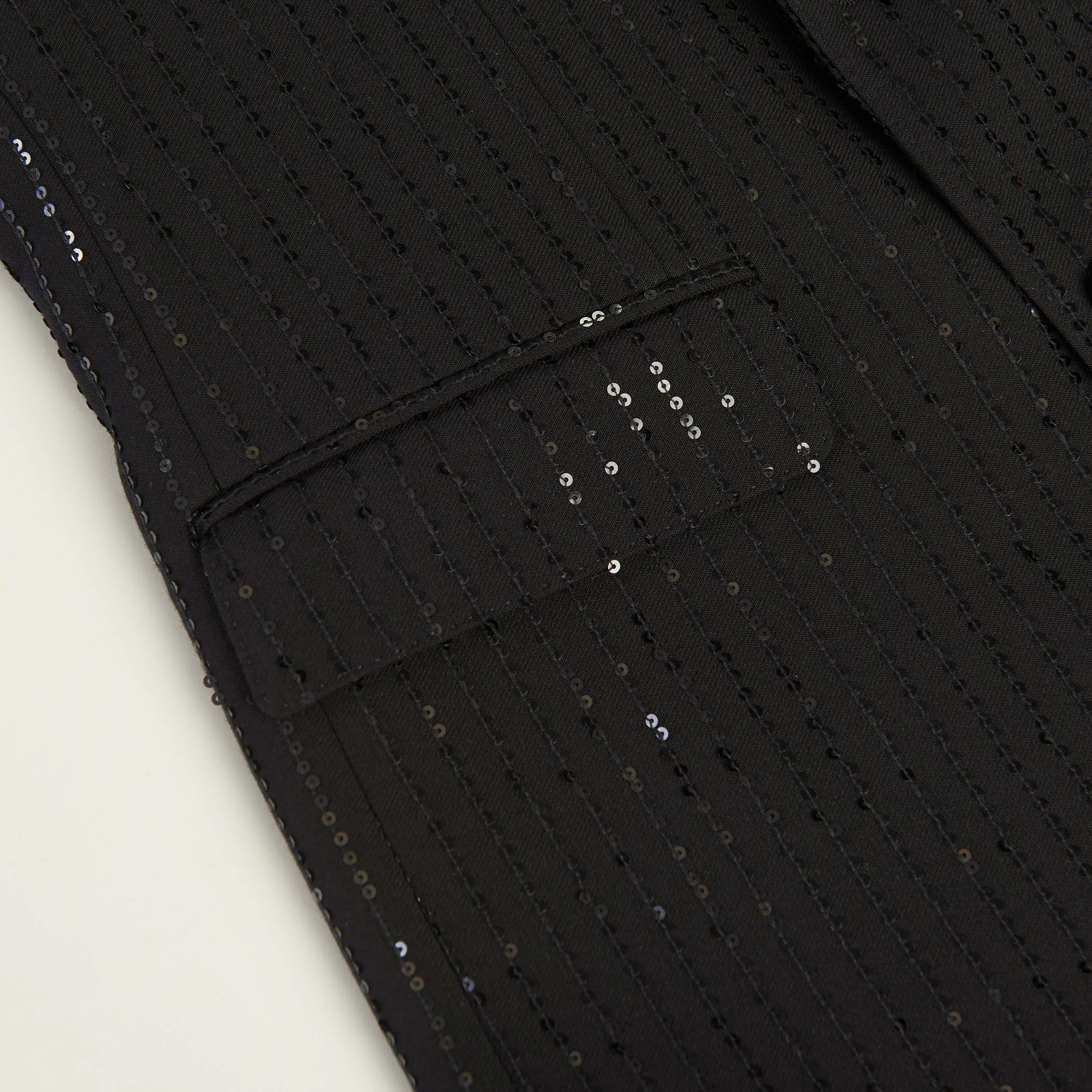 Classic Jacket In Black Sequin Embroidered Wool Gabardine