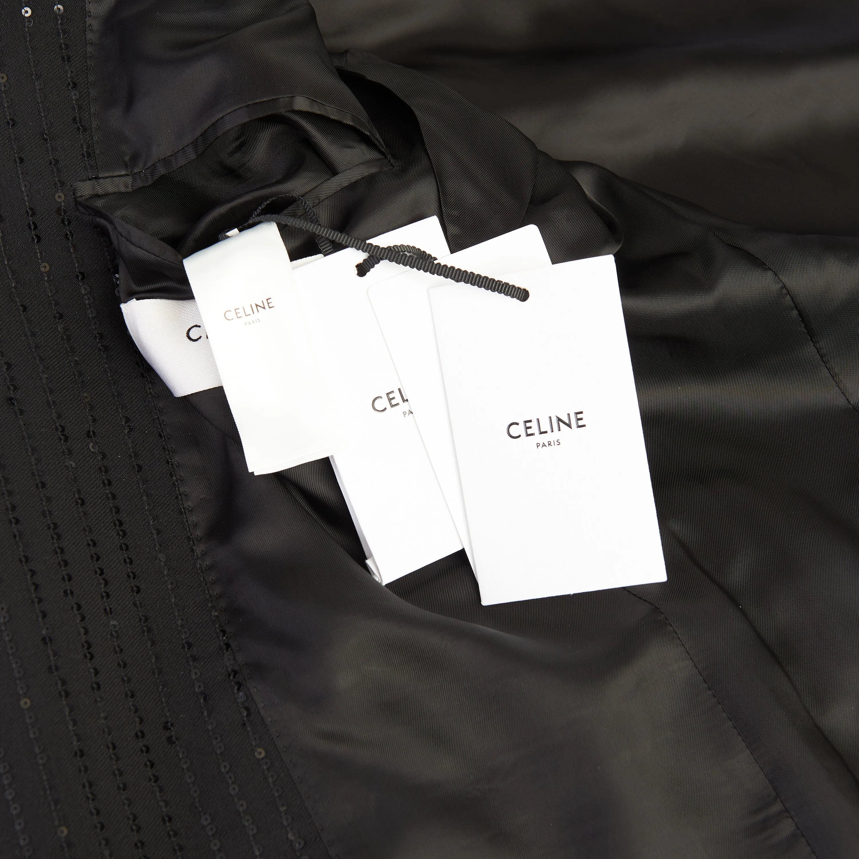 Classic Jacket In Black Sequin Embroidered Wool Gabardine