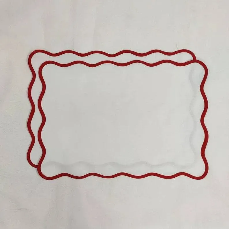 Classic Solid Scalloped Cotton Placemats