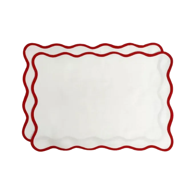 Classic Solid Scalloped Cotton Placemats
