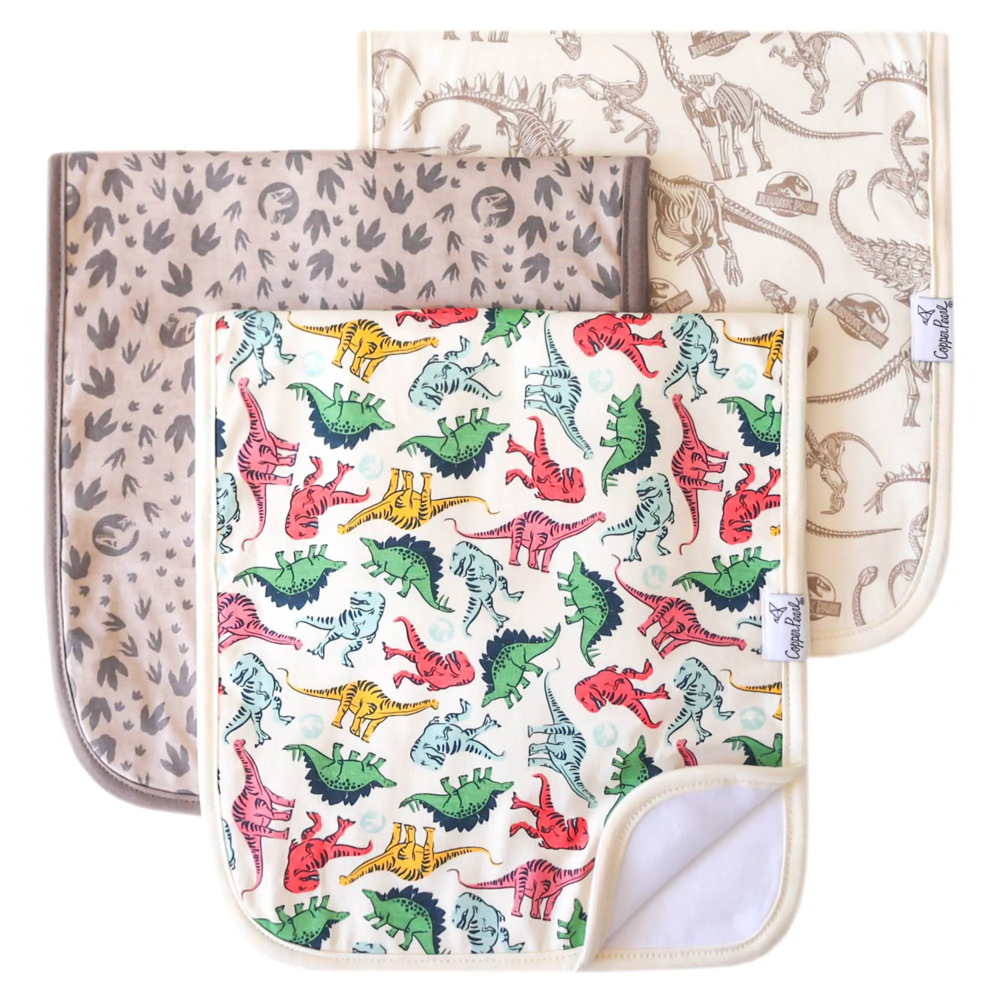 Copper Pearl Jurassic Park Burp Cloth Set
