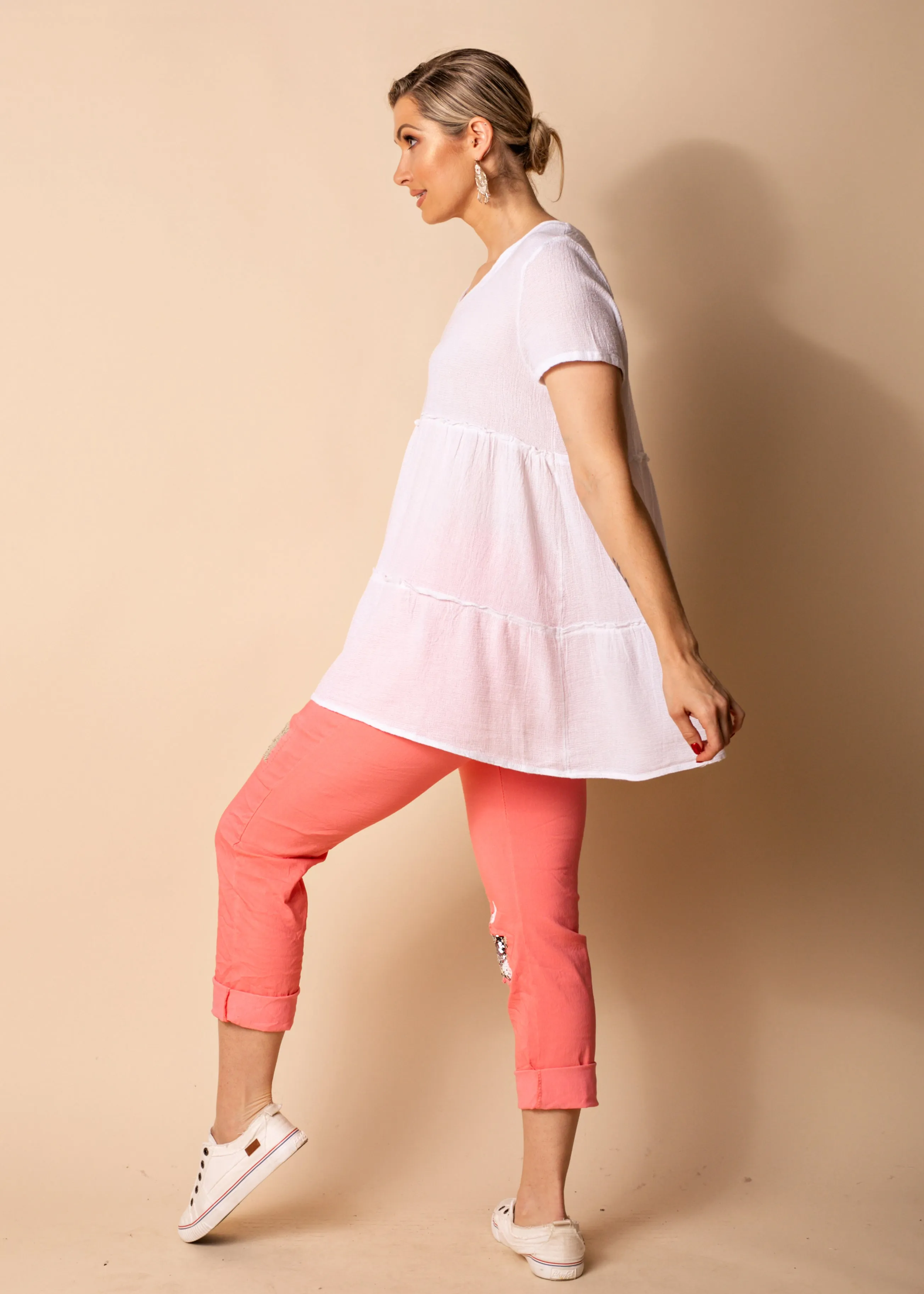Coralie Pants in Coral Crush
