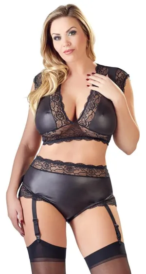 Cottelli Plus Wet Look Lace Set