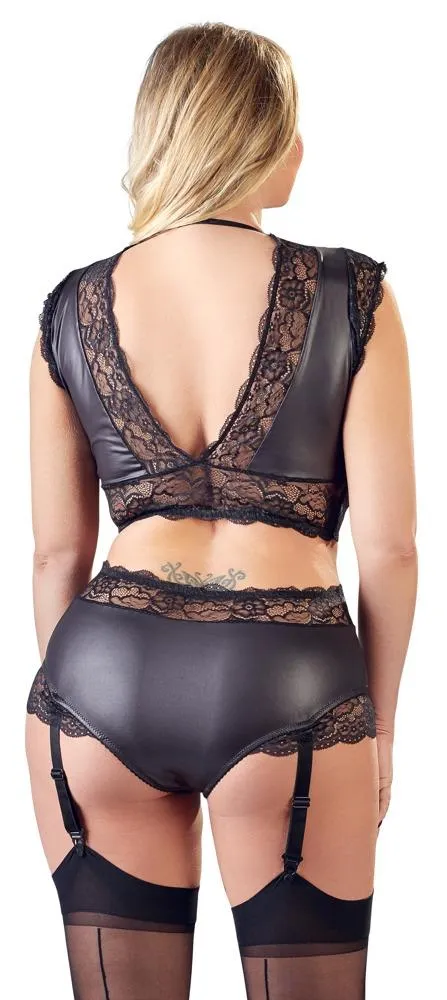 Cottelli Plus Wet Look Lace Set