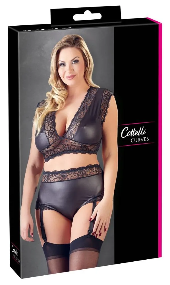 Cottelli Plus Wet Look Lace Set