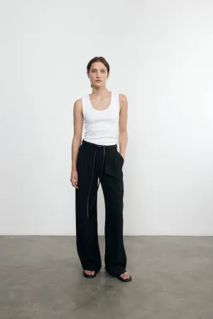 Crepe Mid Rise Trouser in Black