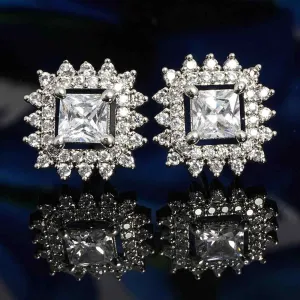Crystal Embellished Silver Stud Earrings