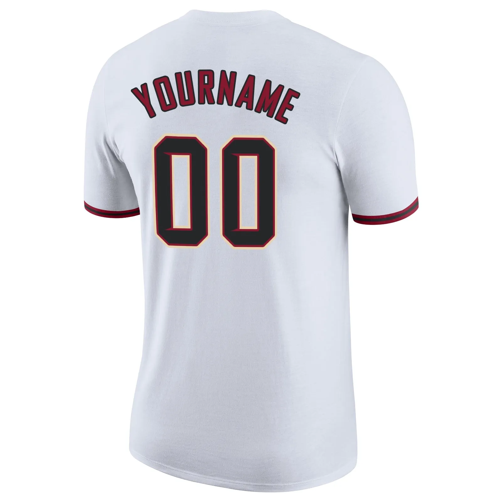Custom White Black-Crimson Performance T-Shirt