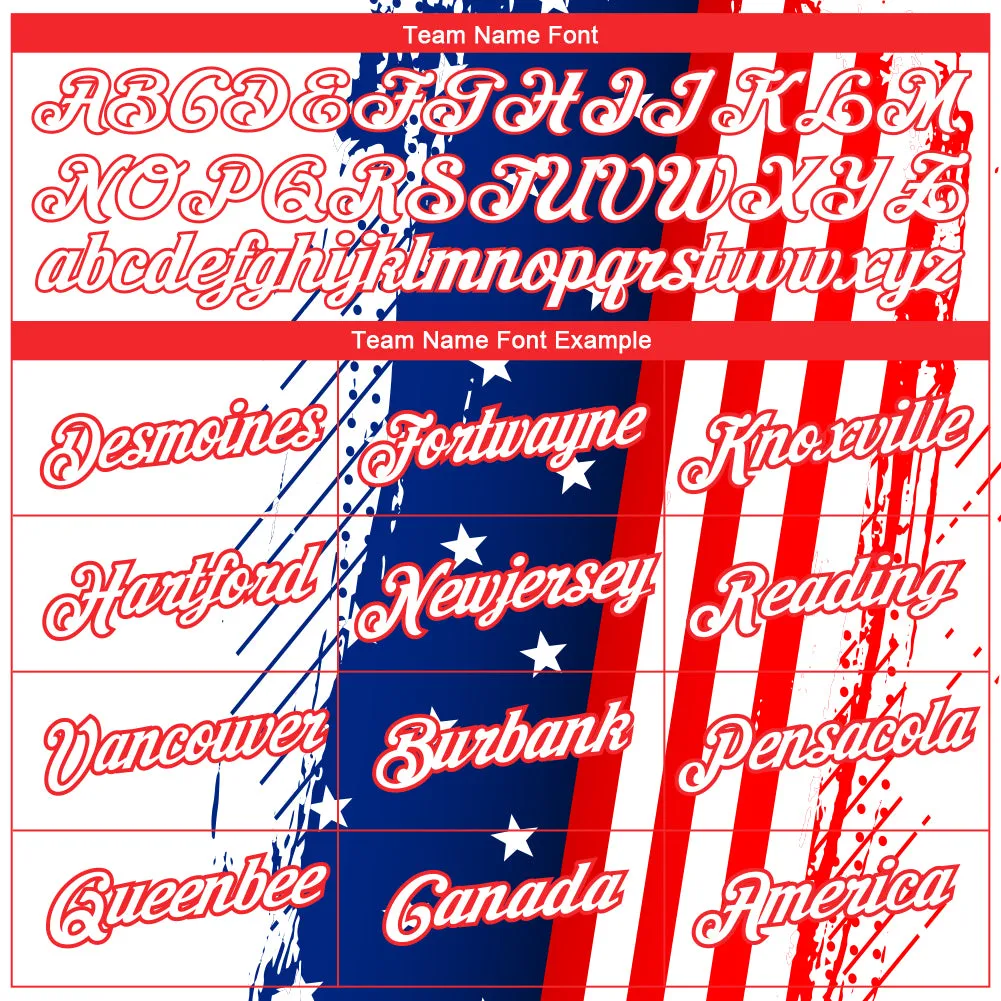 Custom White Red-Royal 3D American Flag Patriotic Performance T-Shirt