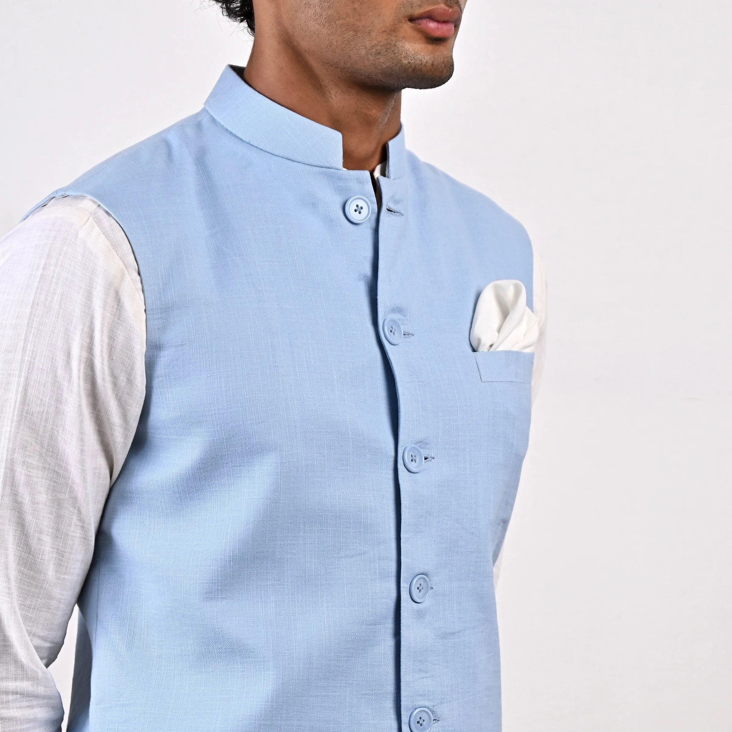 Damian Nehru Jacket with Asymmetrical Overlapped Kurta Set