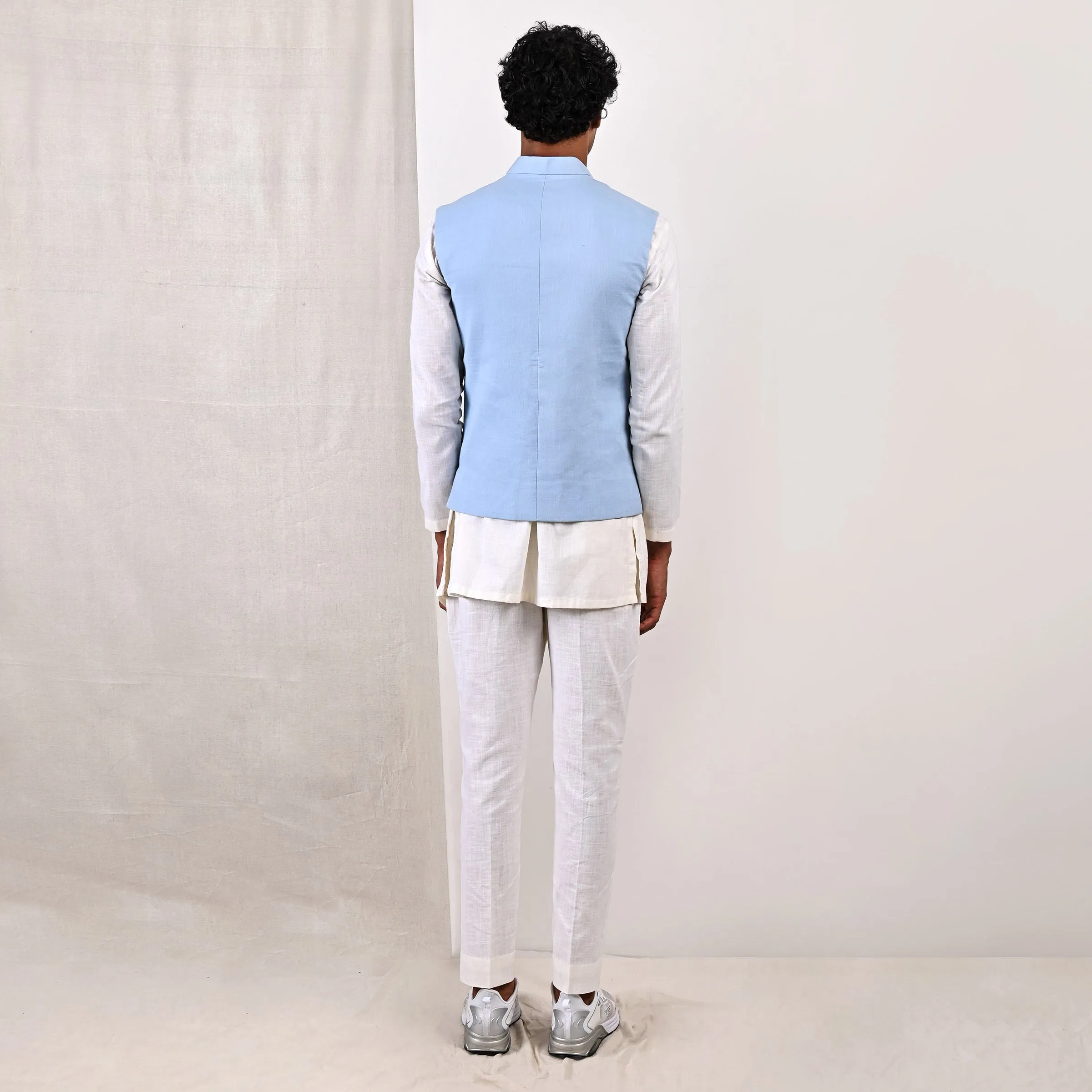 Damian Nehru Jacket with Asymmetrical Overlapped Kurta Set