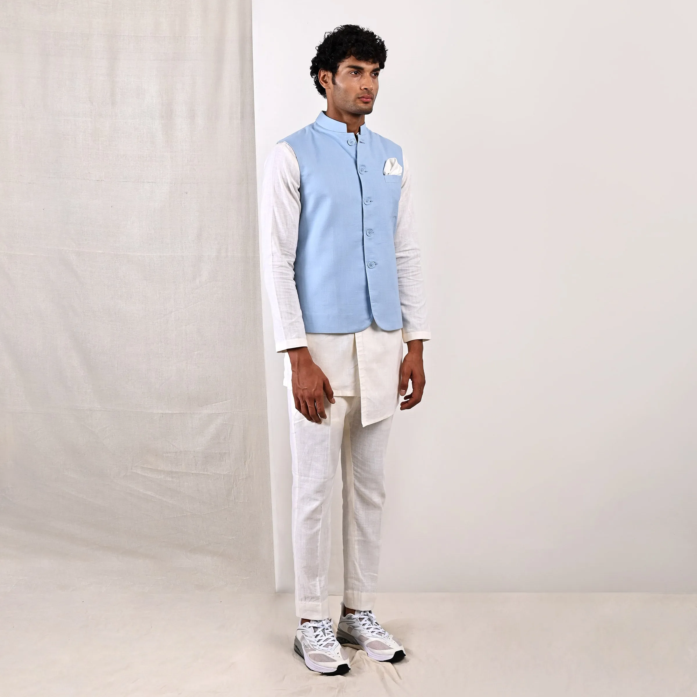 Damian Nehru Jacket with Asymmetrical Overlapped Kurta Set