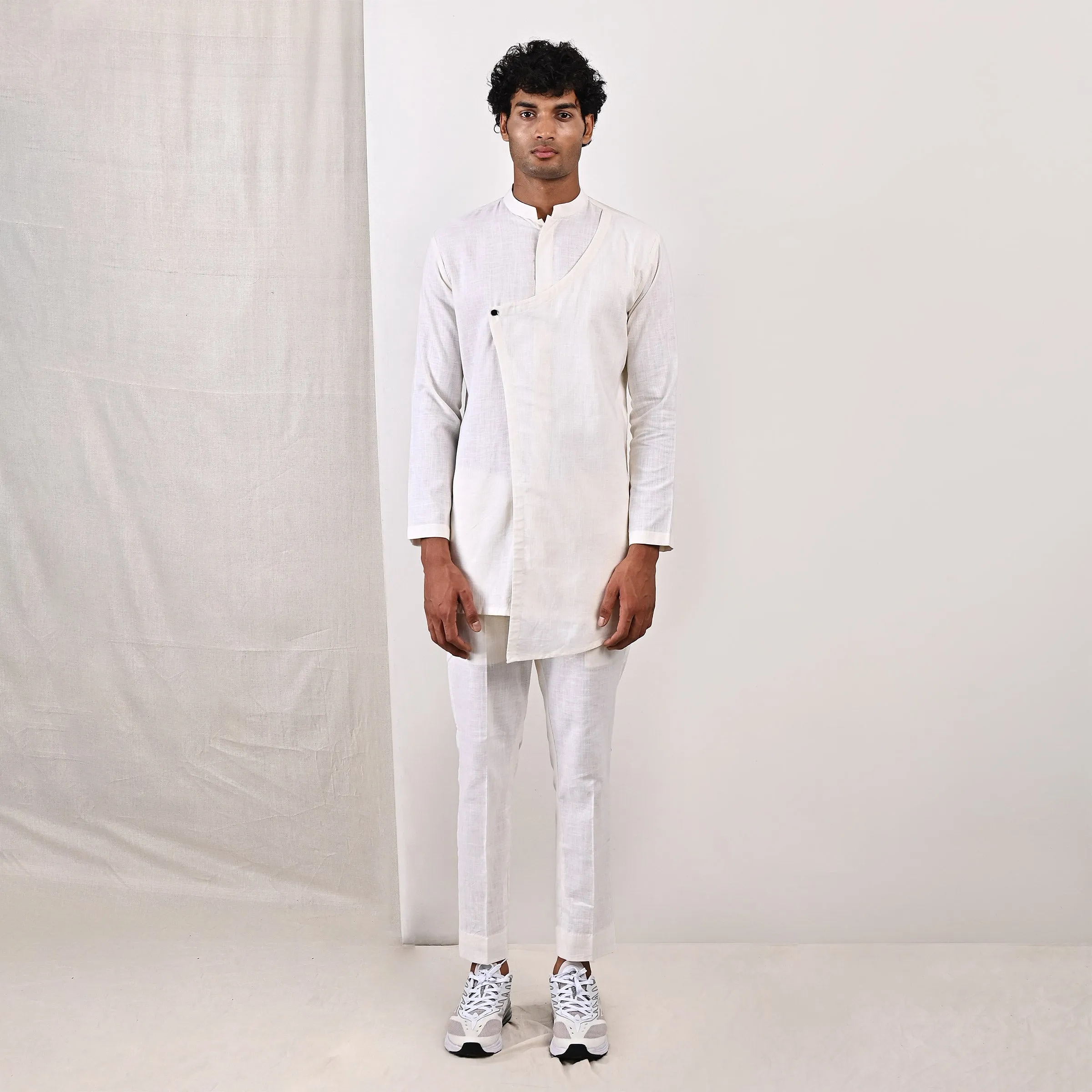 Damian Nehru Jacket with Asymmetrical Overlapped Kurta Set