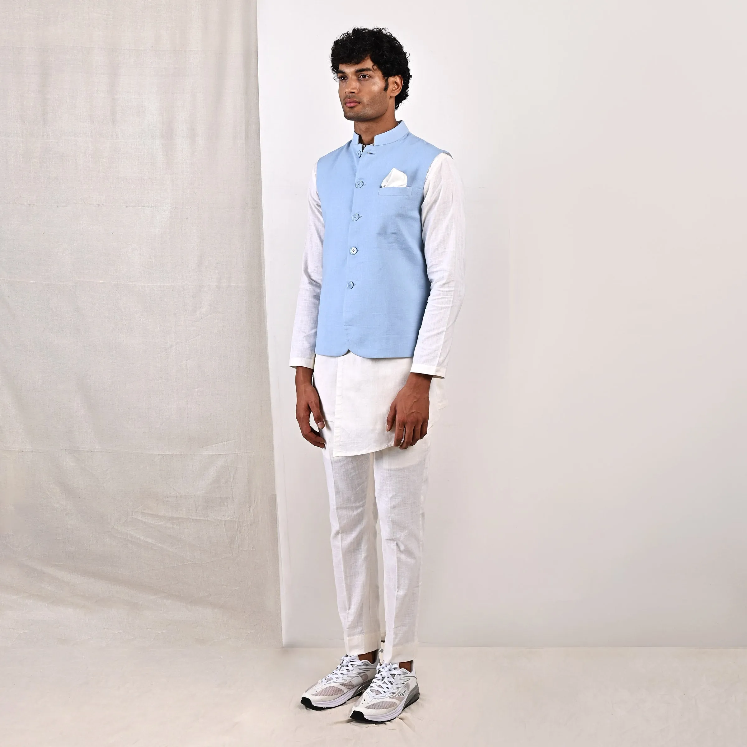 Damian Nehru Jacket with Asymmetrical Overlapped Kurta Set