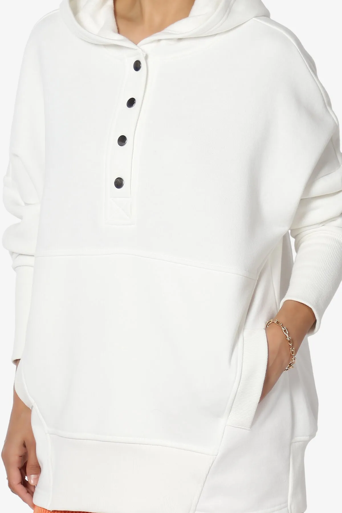 Destene Button V-Neck Hoodie