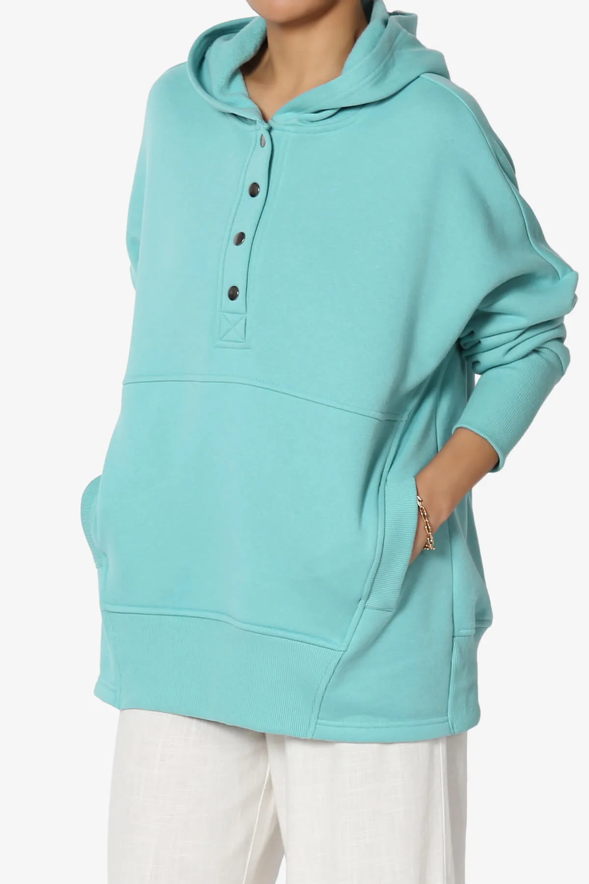 Destene Button V-Neck Hoodie