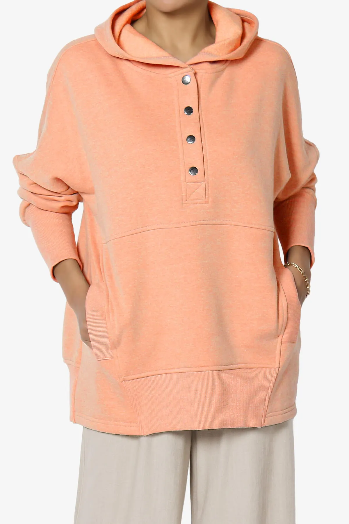 Destene Button V-Neck Hoodie