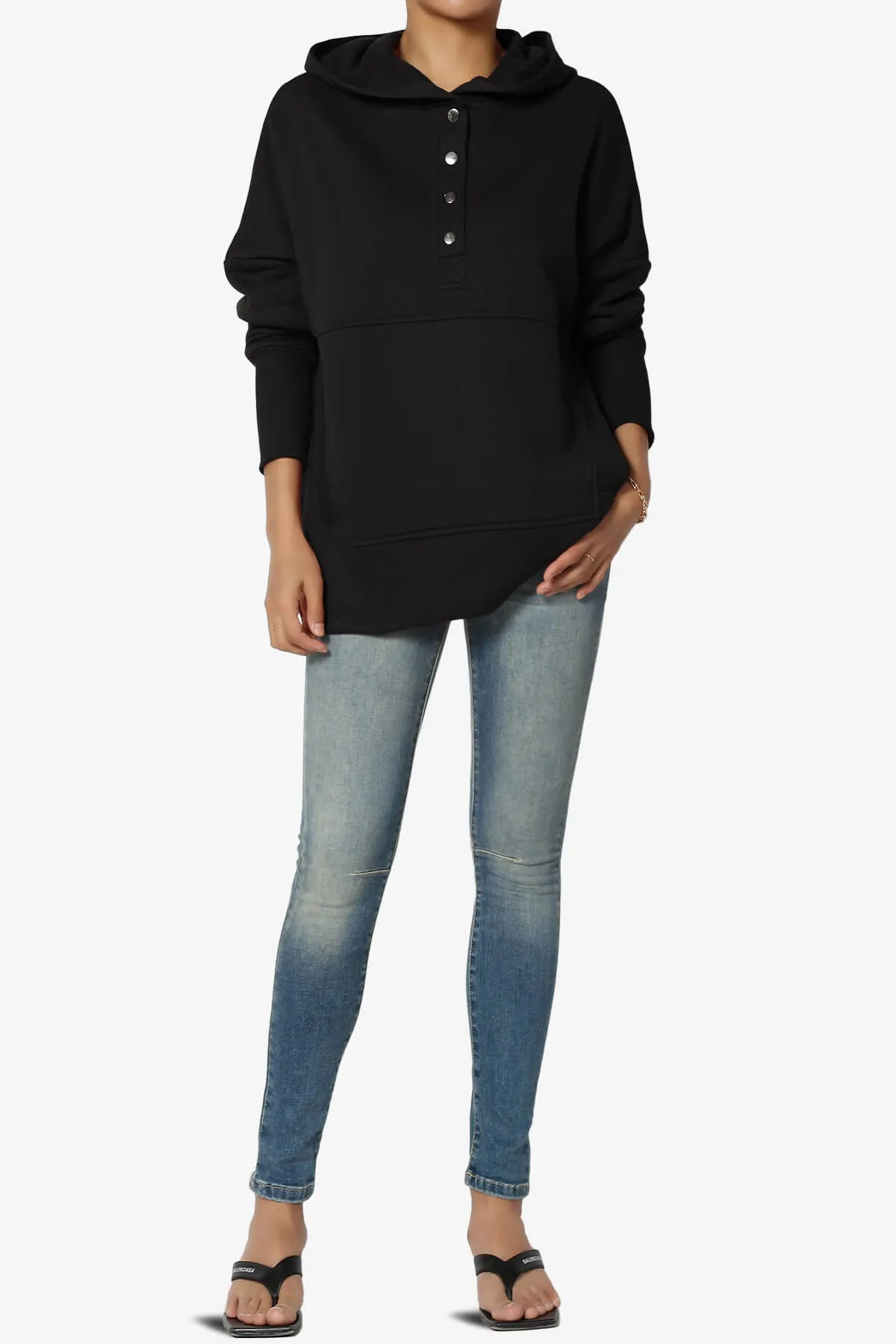 Destene Button V-Neck Hoodie