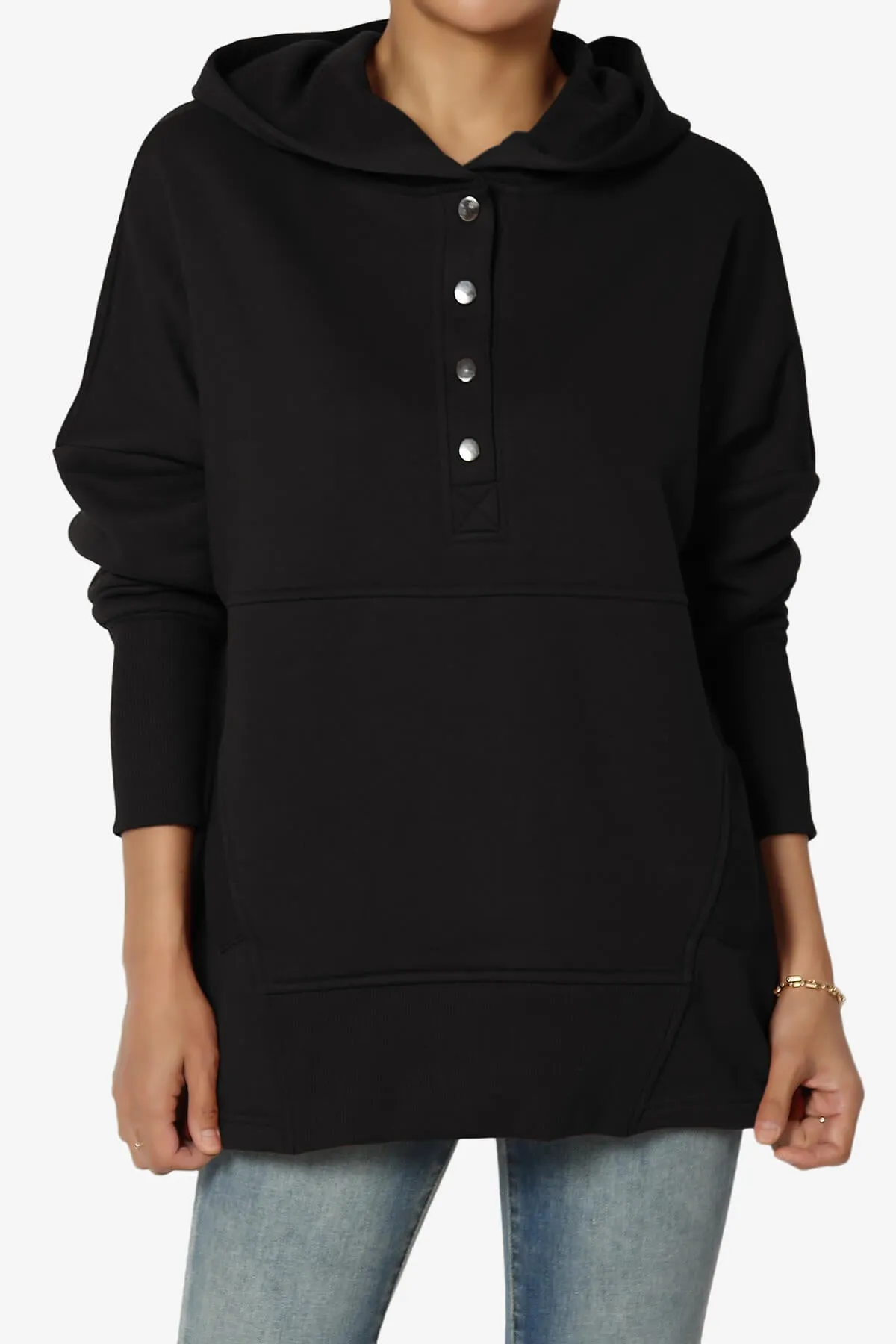 Destene Button V-Neck Hoodie