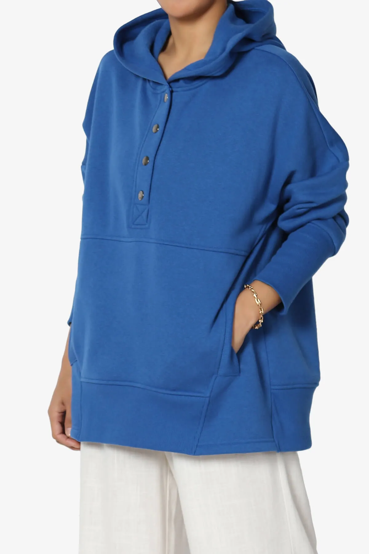 Destene Button V-Neck Hoodie