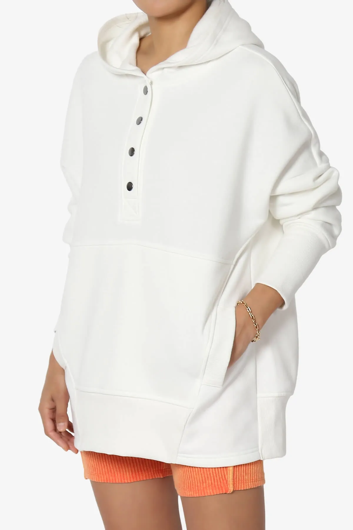 Destene Button V-Neck Hoodie