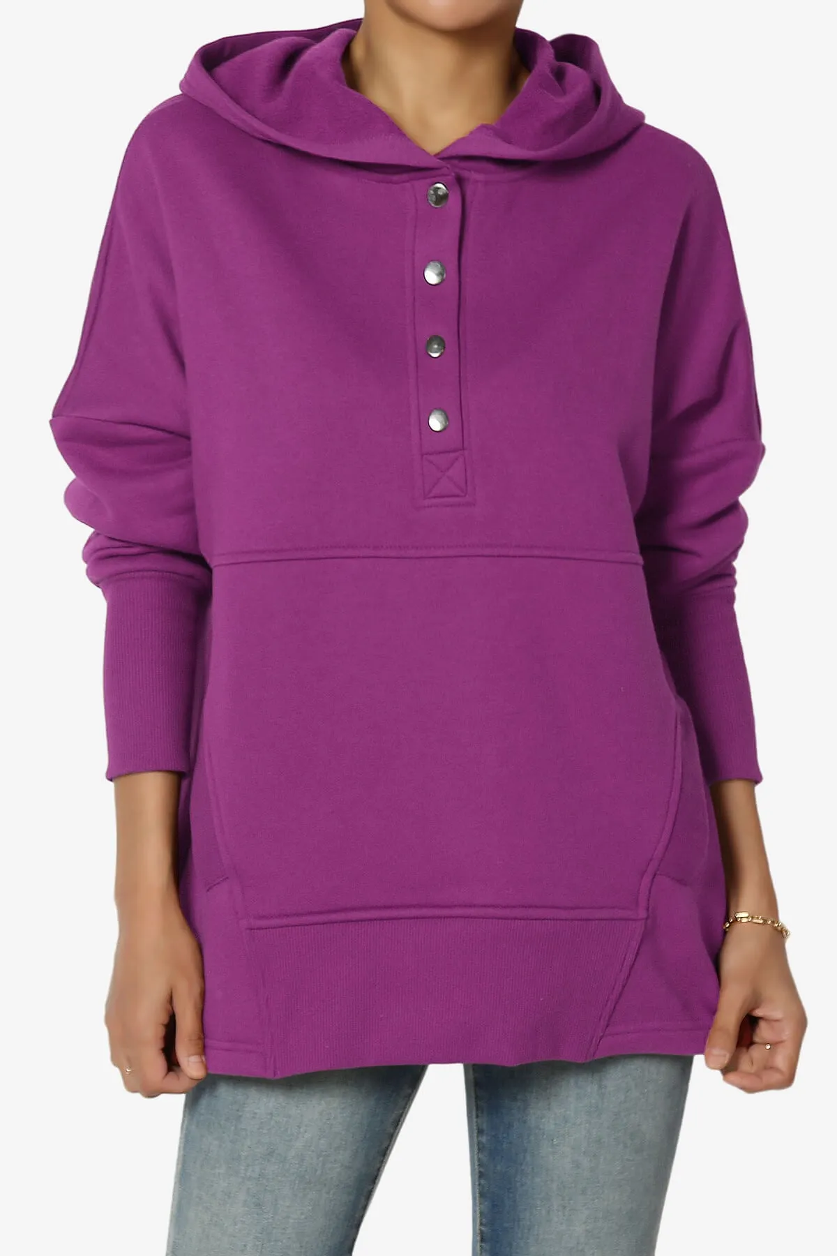 Destene Button V-Neck Hoodie