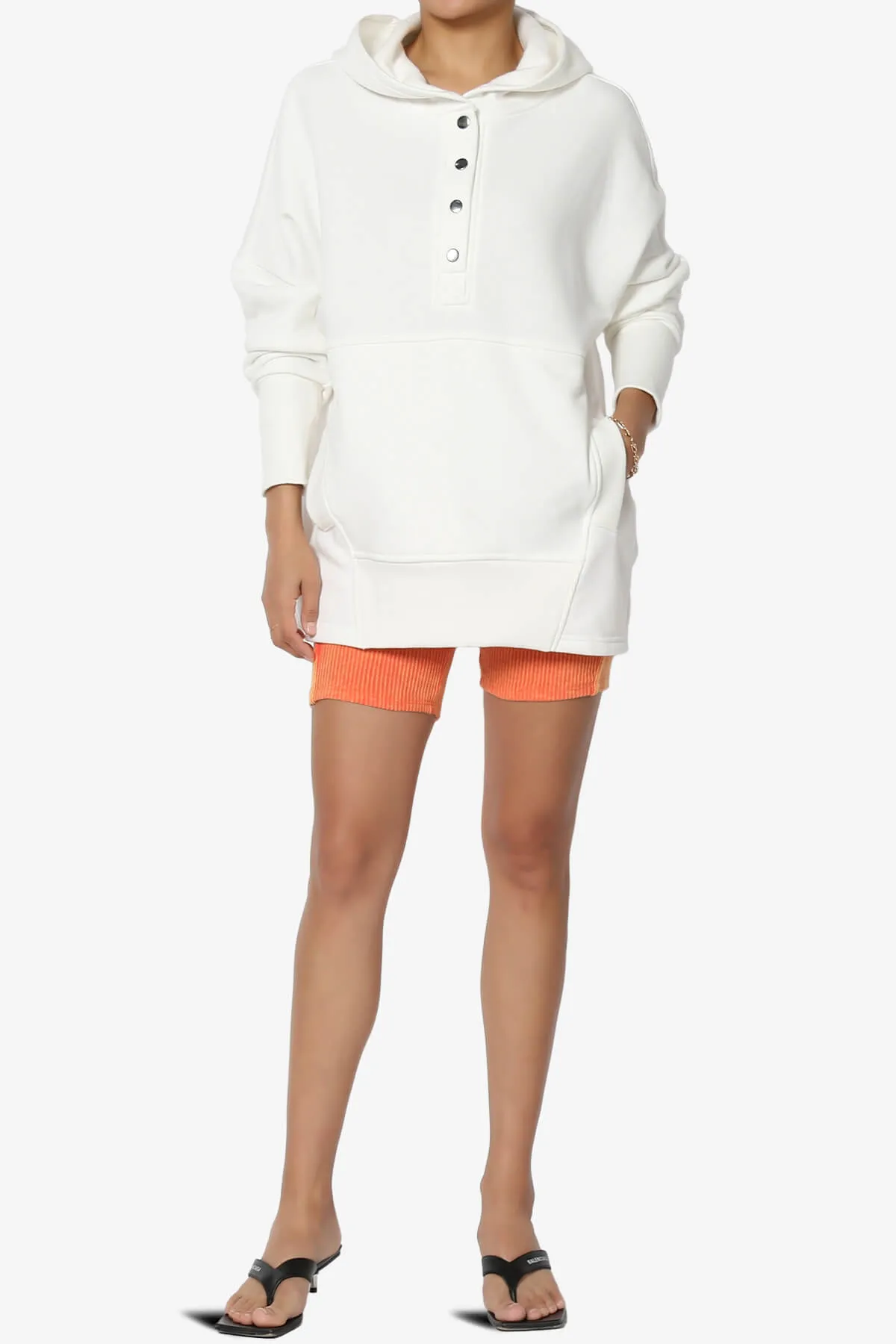 Destene Button V-Neck Hoodie