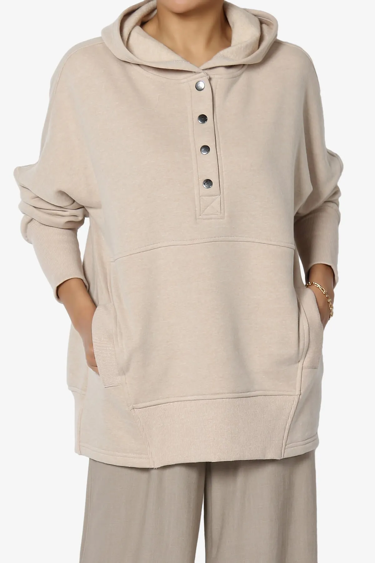 Destene Button V-Neck Hoodie