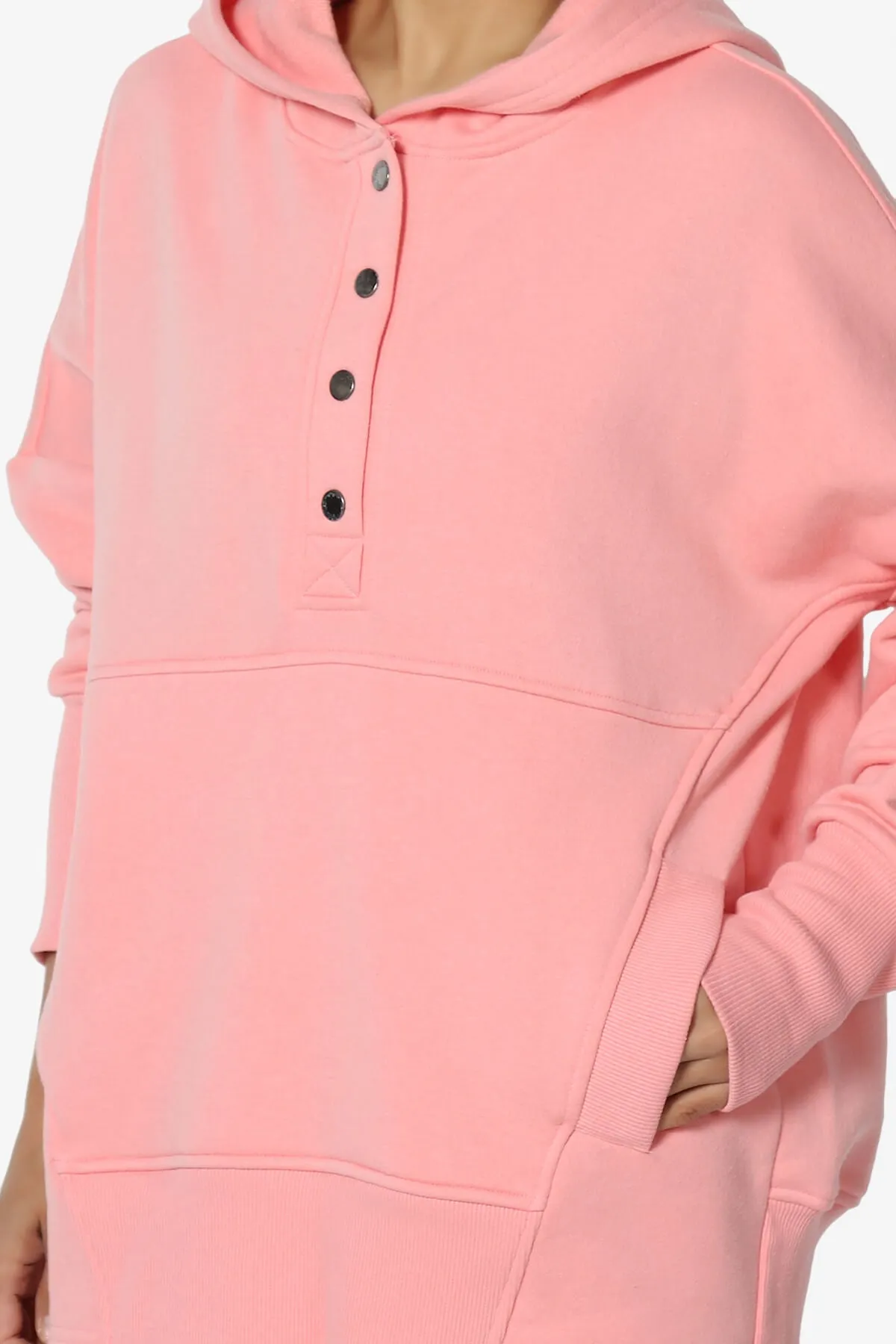 Destene Button V-Neck Hoodie