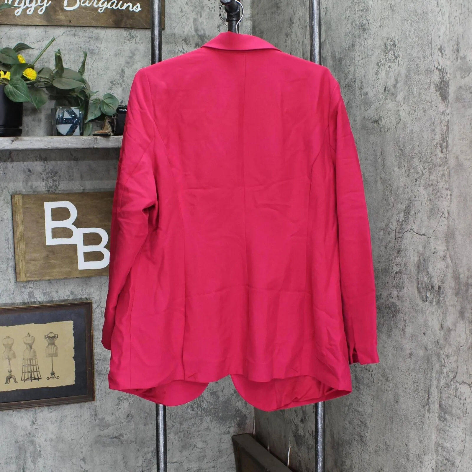 DG2 Womens Wrinkle-Resistant Gabardine Blazer Jacket 648275 Magenta Pink Red 1X