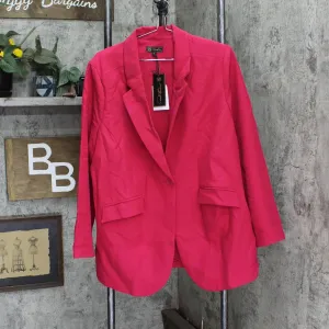 DG2 Womens Wrinkle-Resistant Gabardine Blazer Jacket 648275 Magenta Pink Red 1X