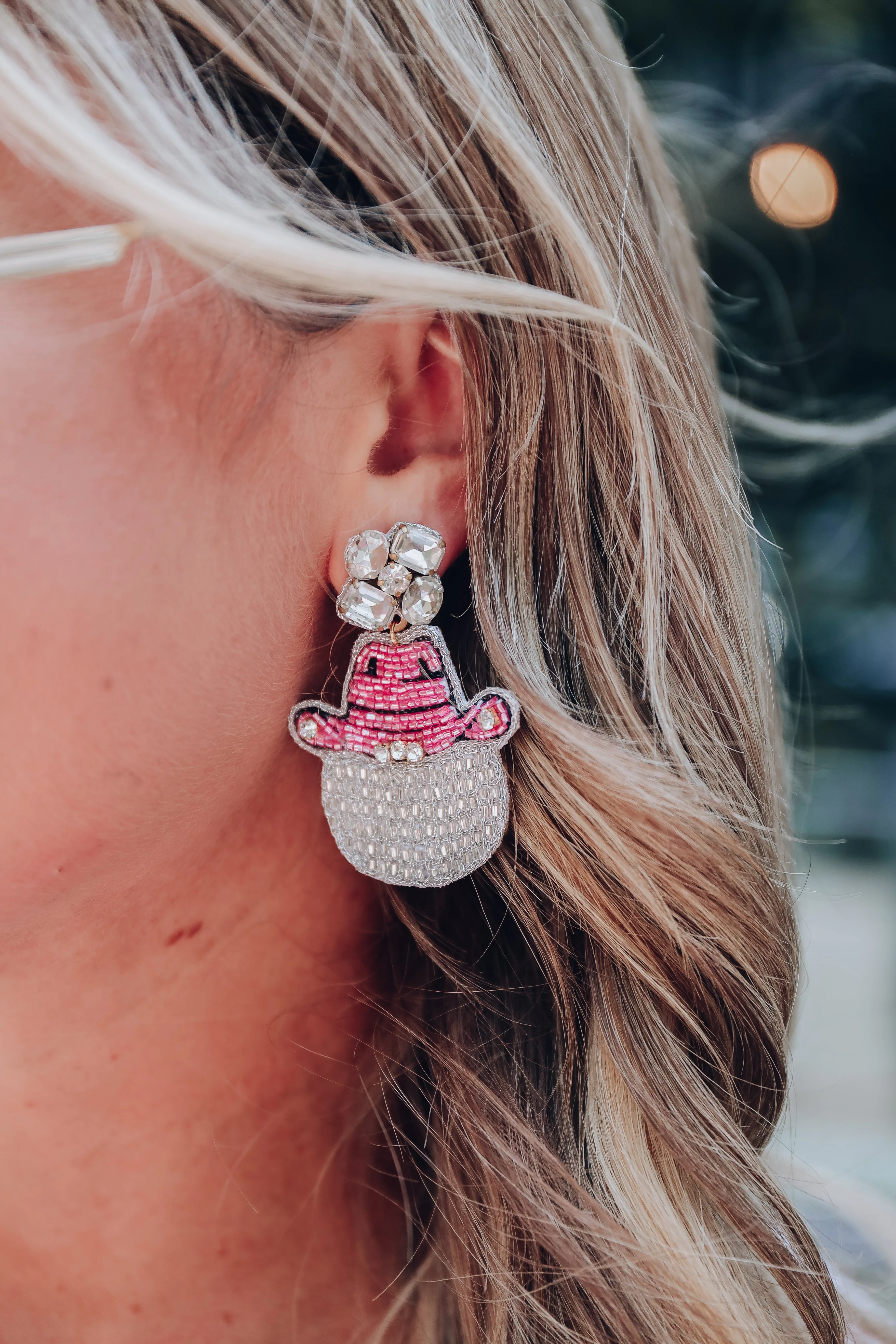 Disco Cowgirl Beaded Earrings by Taylor Shaye - Pink
