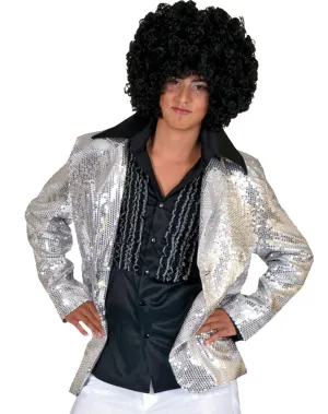 Disco Jacket Silver Adult Med  Costume