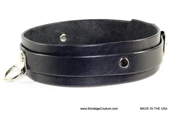 Dual Layer Black Submissive Bondage Collar