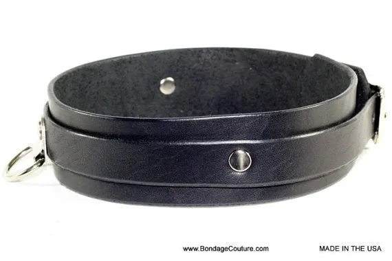 Dual Layer Black Submissive Bondage Collar