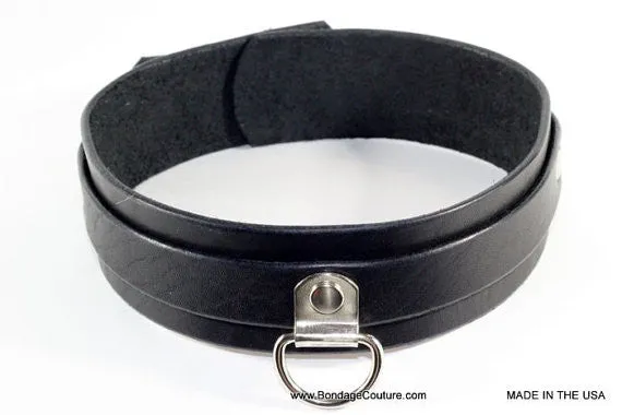 Dual Layer Black Submissive Bondage Collar