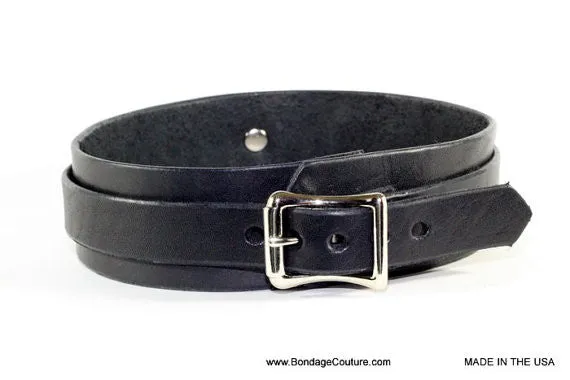 Dual Layer Black Submissive Bondage Collar