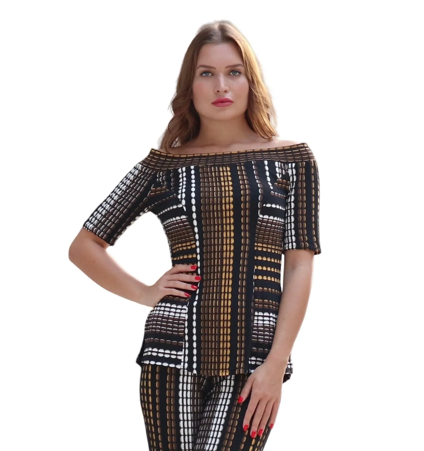 EMYNET On Off Shoulder Short Sleeves Top