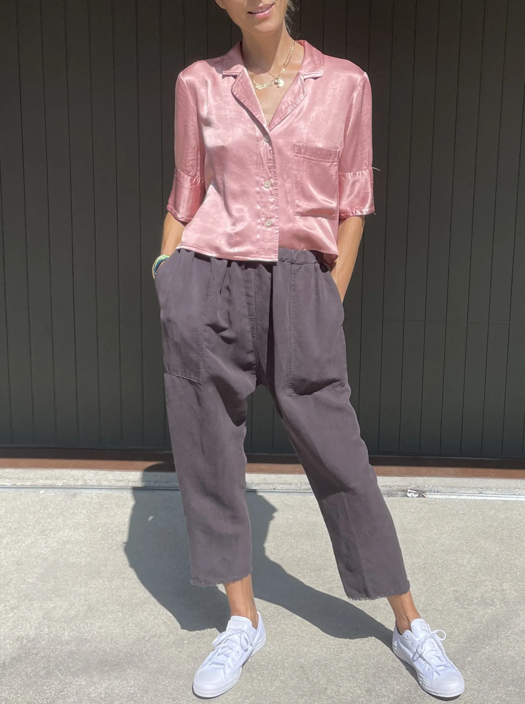 Erika Drop Pant in Linen - Carbon