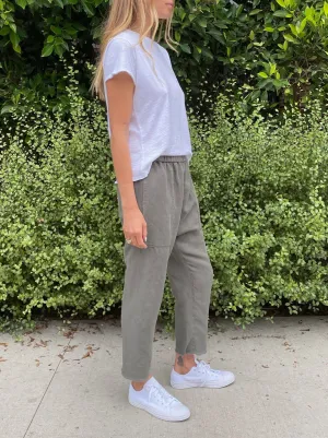 Erika Drop Pant in Linen - Military