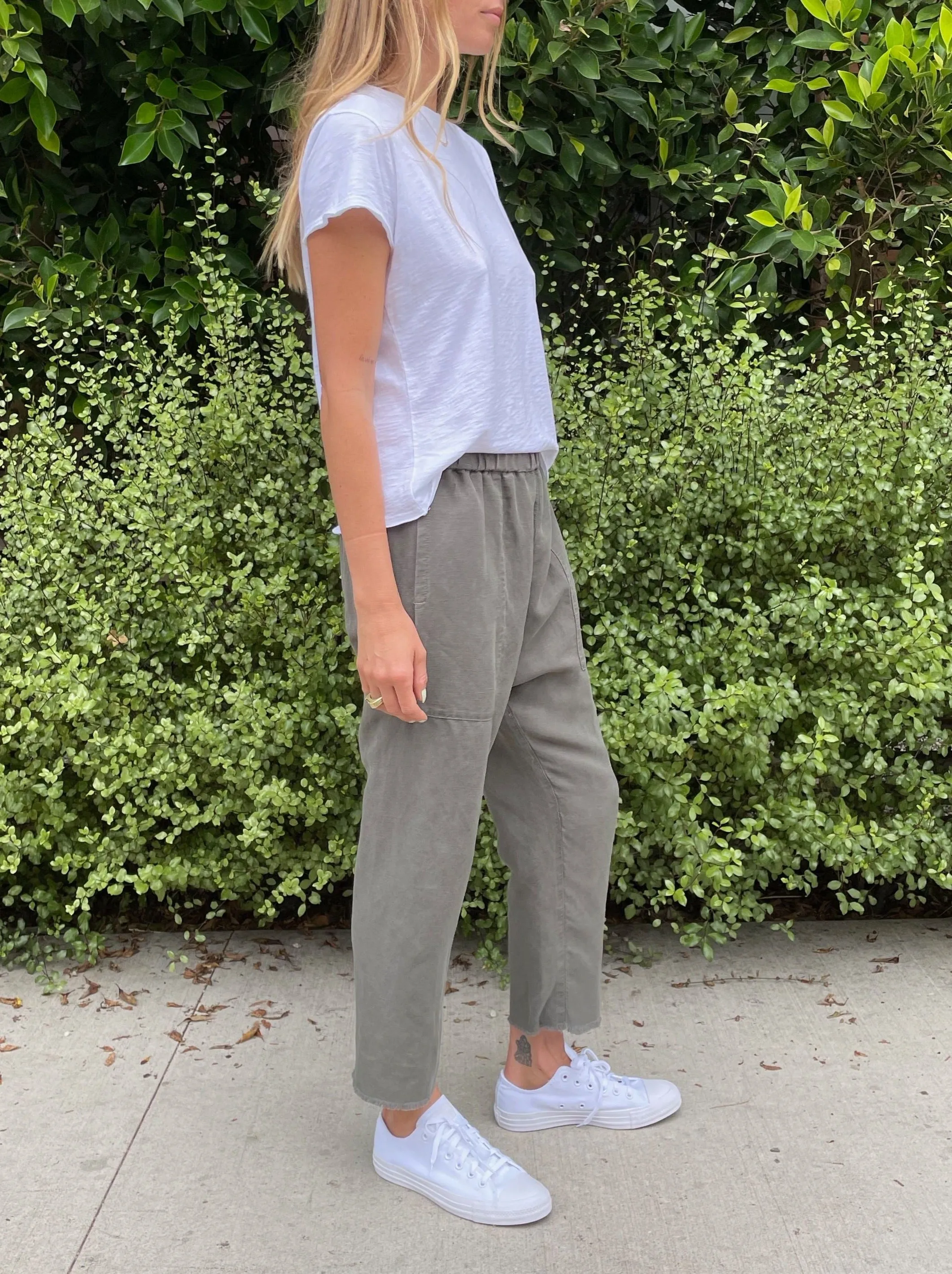 Erika Drop Pant in Linen - Military