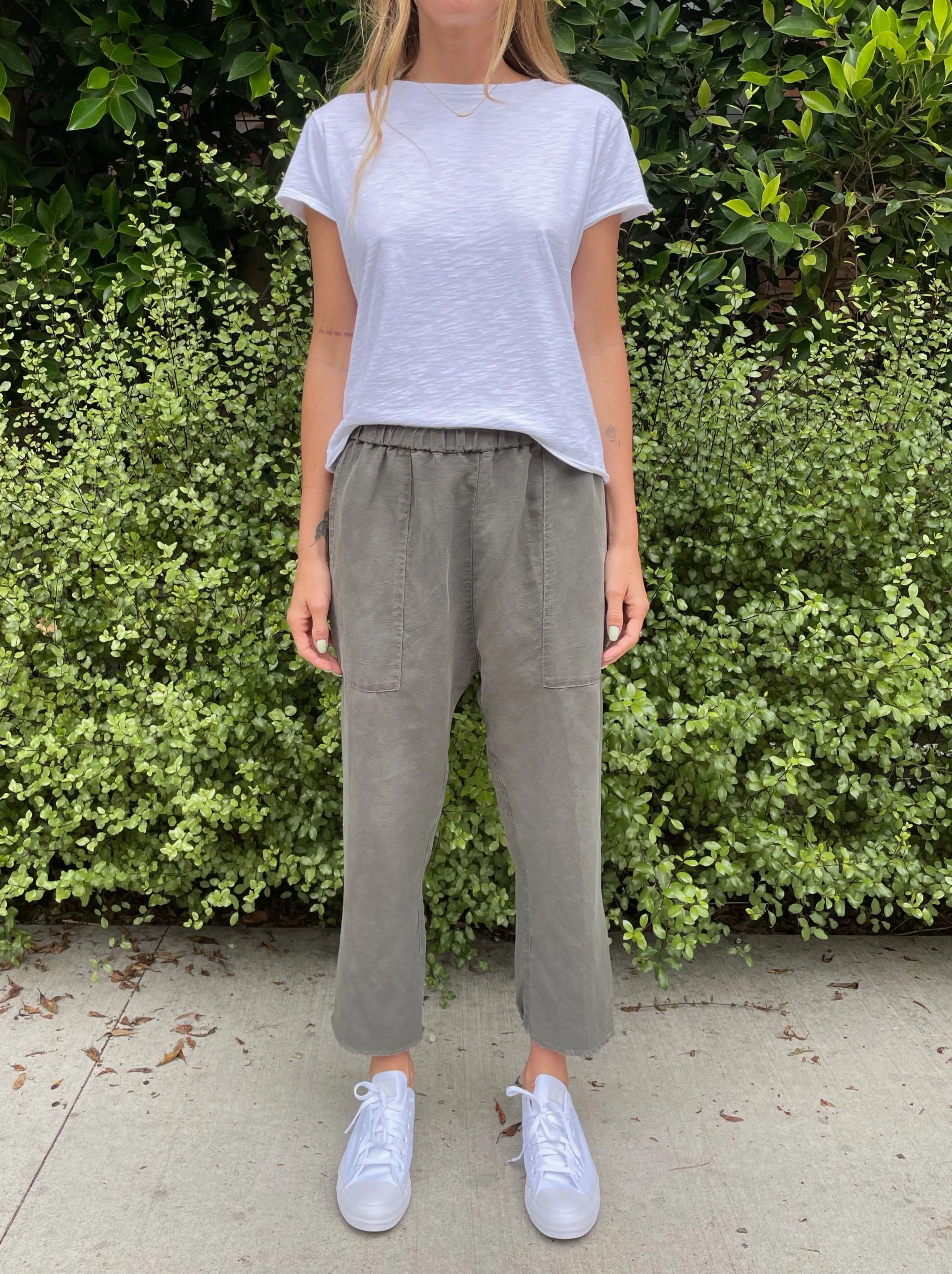 Erika Drop Pant in Linen - Military